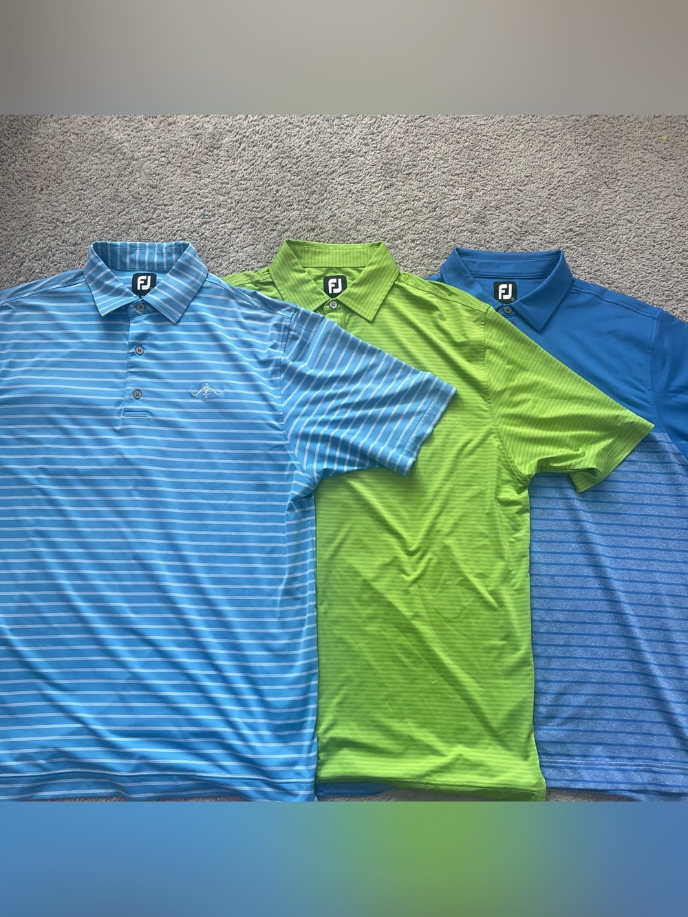 FootJoy Men’s Polo Trio in Sky Blue, Lime Green & Royal Blue